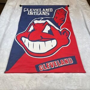 Vintage 1995 Cleveland Indians Chief Wahoo MLB Wall Hanging Banner Cushion Craft
